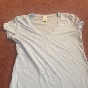 V-cut light blue shirt